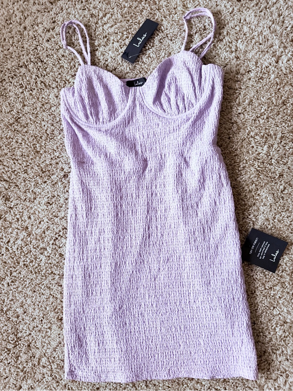 NWT Lulus lilac textured bustier bodycon
Mini dress size medium